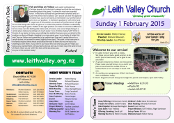 Sunday 1 February - Leith Valley Presbyterian Church