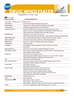 Drug Wholesaler Supplier Lineup
