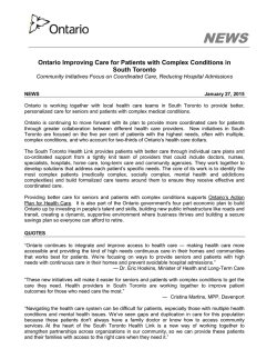 Ontario Improving Care for Patients with Complex Conditions in