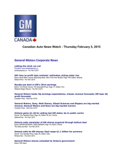 General Motors Corporate News General Motors Product News