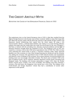 the credit-anstalt myth - London School of Economics and Political