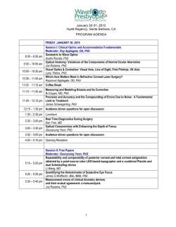 Program Agenda - 2014 Wavefront Congress
