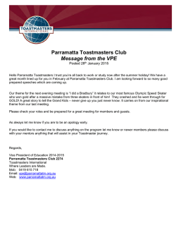 Future programs - Parramatta Toastmasters Club