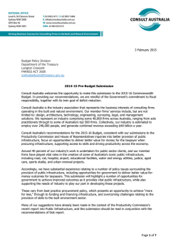 2015-16 Pre-Budget Submission