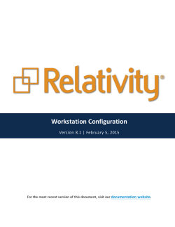Relativity Workstation Configuration - 8.1