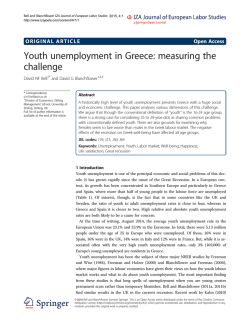 Youth unemployment in Greece: measuring the challenge