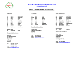 2015 ANICC Championship Calendar