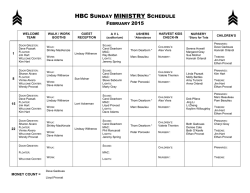 HBC SUNDAY MINISTRY SCHEDULE