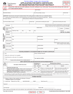 Application for Birth Certificate or Registration Photocopy/Extract