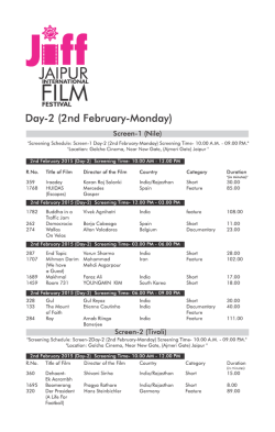 Day 2 I 2nd Feb Monday - Jaipur International Film Festival 2014
