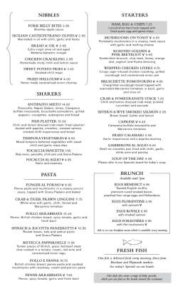 Brunch nIBBLES STArTErS ShArErS PASTA frESh fISh