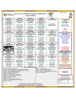 MULLICA TOWNSHIP SCHOOL FEBRUARY LUNCH MENU