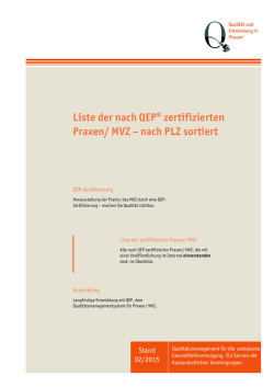 Liste der nach QEP zertifizierten Praxen, Stand: 02/2015