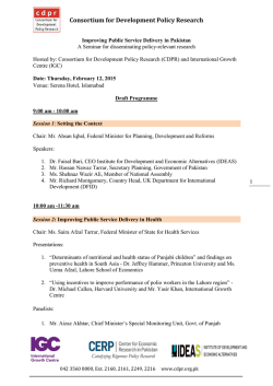 Draft Agenda - International Growth Centre