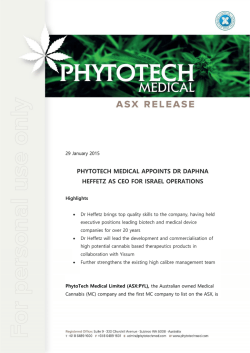 phytotech medical appoints dr daphna heffetz as