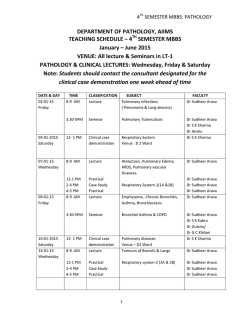 DEPARTMENT OF PATHOLOGY, AIIMS TEACHING SCHEDULE
