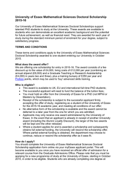 University of Essex Mathematical Sciences Doctoral Scholarship