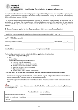 Application for admission to a doctoral program