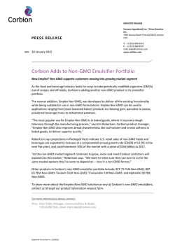 Corbion Adds to Non-GMO Emulsifier Portfolio