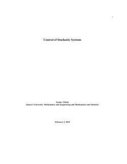 Control of Stochastic Systems - Department of Mathematics and