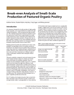 Break-even Analysis of Small-Scale Production of Pastured Organic