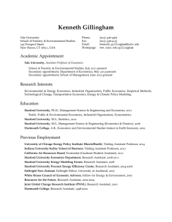 Kenneth Gillingham: Curriculum Vitae