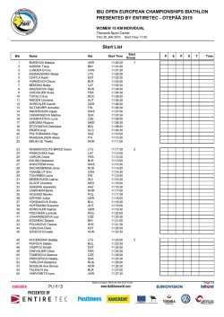OTEPÄÄ 2015 Start List - Biathlon