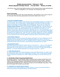 Weekly Announcements - Morton Apostolic Christian Church