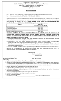 Interview notice for the posts of Watershed