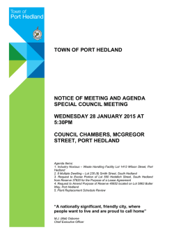 Agenda for the Special Council Meeting of the Town of Port Hedland