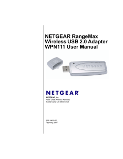 NETGEAR RangeMax Wireless USB 2.0 Adapter WPN111 User