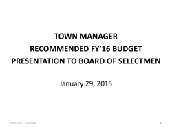FY16 Budget Presentation - Town of Sandwich Massachusetts