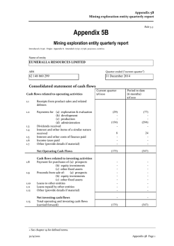 Appendix 5B - Mining exploration entity quarterly report