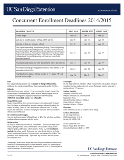 Concurrent Enrollment Deadlines
