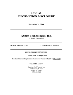 ISSUER INFORMATION DISCLOSURE