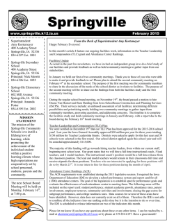 February Newsletter - Springville Community Schools