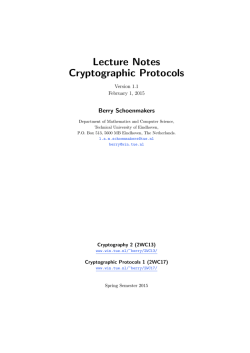 Lecture Notes Cryptographic Protocols