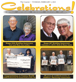 Birthdays &bull; Anniversaries &bull; Retirements &bull; Graduations
