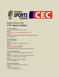 Monday, February 2, 2015 CEC Sports Update