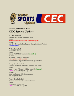 Monday, February 2, 2015 CEC Sports Update