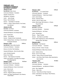 Ministry Schedule - St Anthony of Padua Catholic Church
