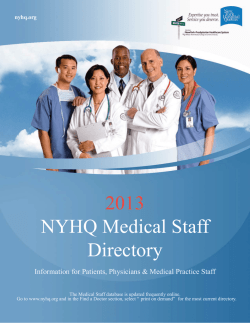 2013 NYHQ Medical Staff Directory
