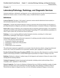 Chapter 11: Laboratory/Pathology, Radiology, and Diagnostic