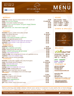 Epicurean Feast Weekly Menu
