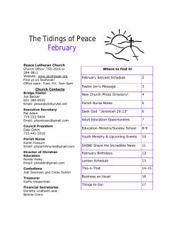 The Tidings of Peace February