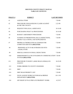 HOUSTON COUNTY POLICY MANUAL TABLE OF CONTENTS