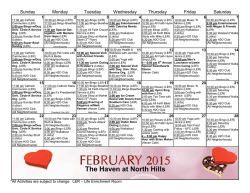 Calendar - Haven at North Hills