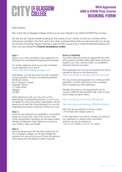 BOOKING FORM - City of Glasgow College