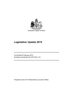 Legislation Update 2015 - ACT Legislation Register