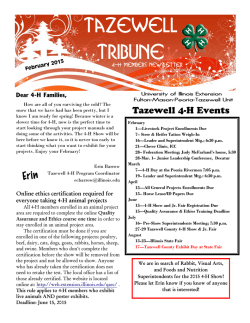 Tazewell Tribune 4-H Newsletter - University of Illinois Extension